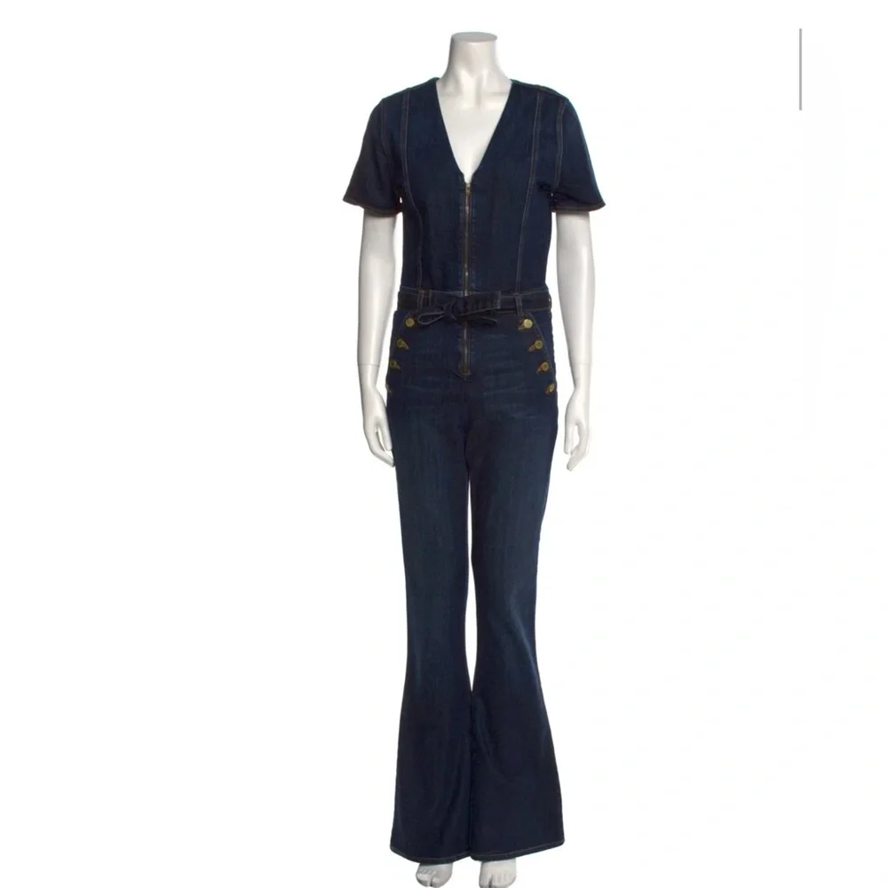Ramy Brook Helena Dark Blue Denim Jumpsuit Size 27 - Picture 3 of 6